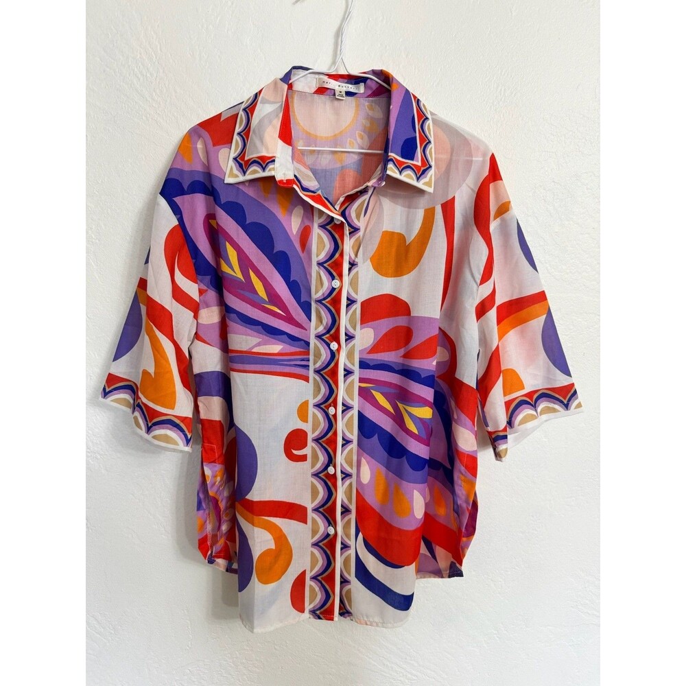 Her Bottari Shirt Medium Colorful Button Up